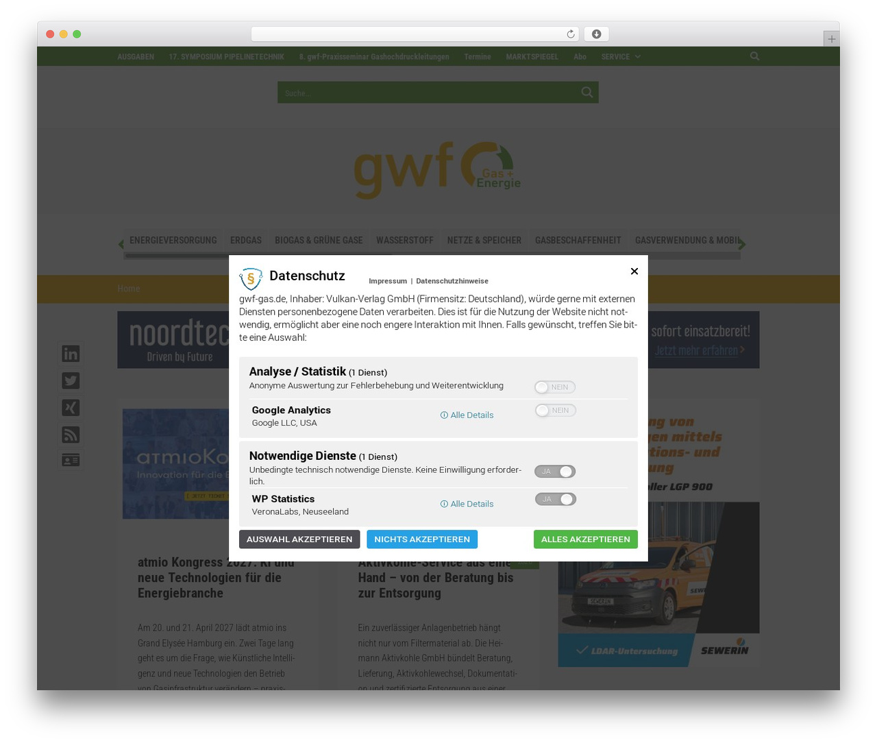 Divi WordPress theme - gwf-gas.de