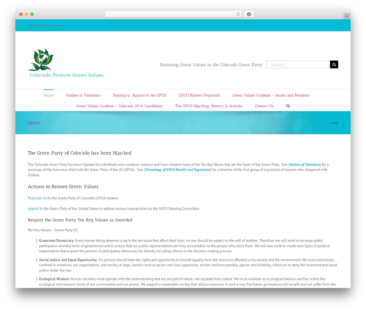 Avada theme WordPress - restoregreenvalues.org