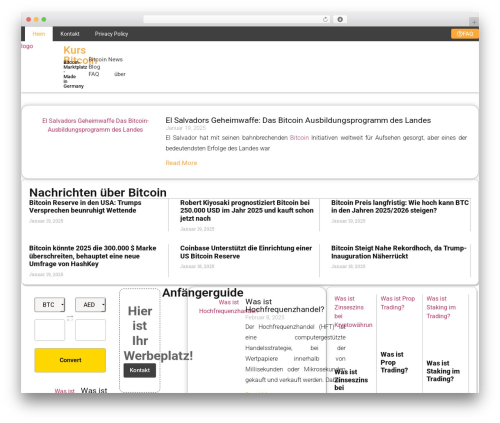 Massive cryptocurrency widgets WordPress plugin - kursbitcoin.com