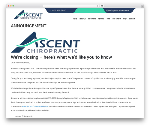 A2Z theme WordPress website theme - ascentchiroamarillo.com