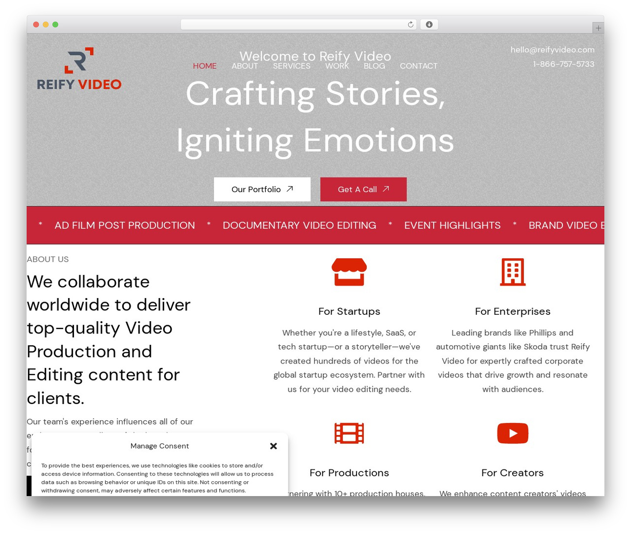 WordPress theme Frames - reifyvideo.com