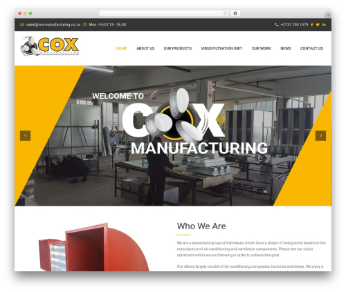Constro WordPress theme design - cox-manufacturing.co.za