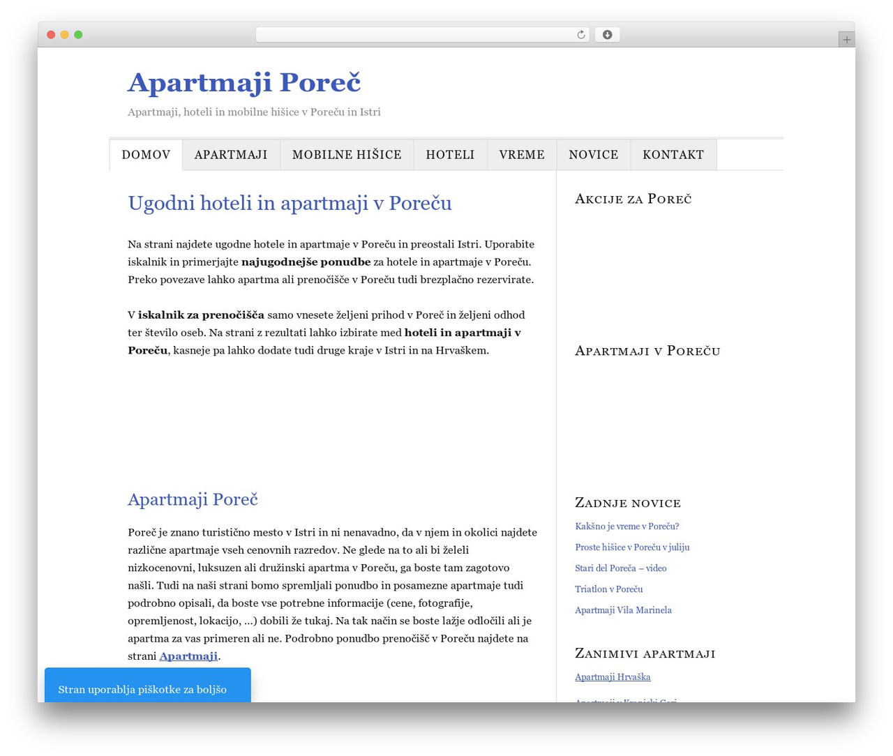 WordPress theme Thesis - apartmajiporec.si