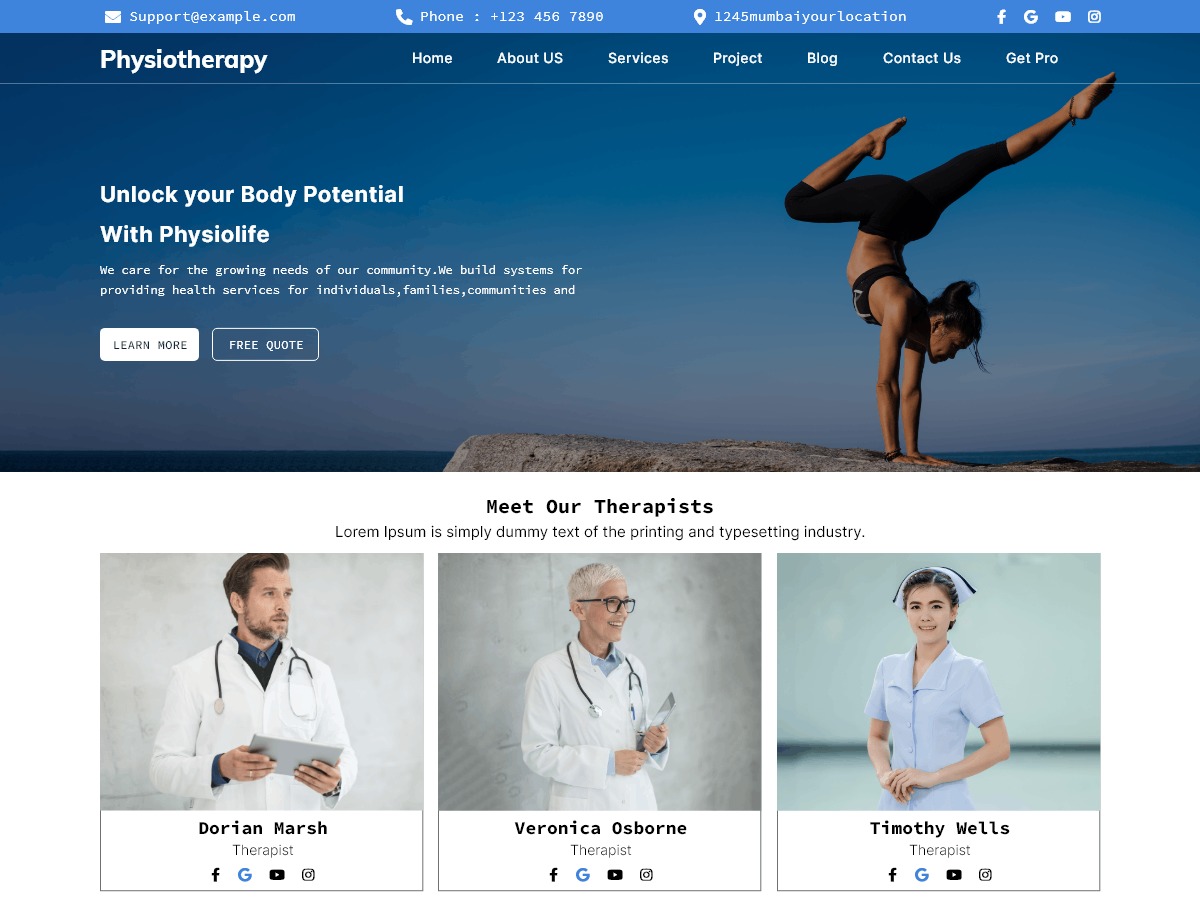 Physiotherapy Clinic medical WordPress theme