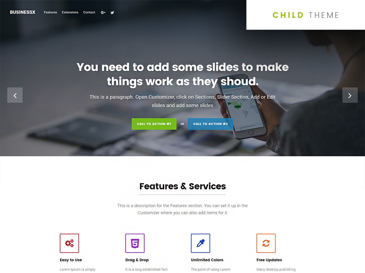 Businessx Child company WordPress theme