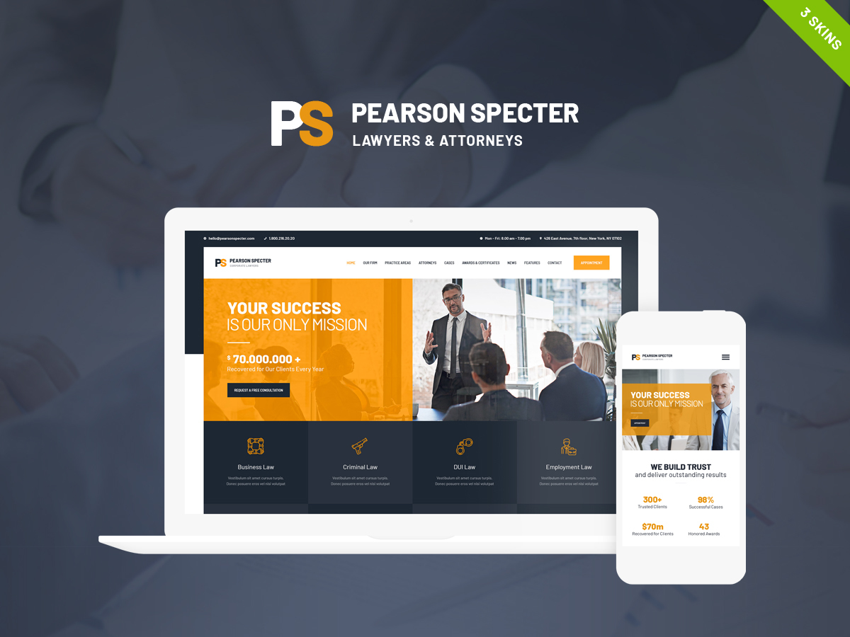 PearsonSpecter WordPress page template