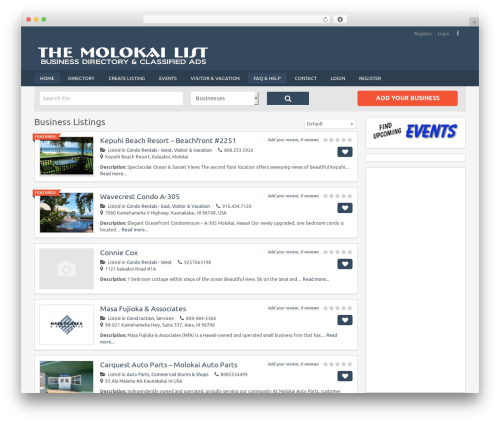 FlatPage WordPress theme - themolokailist.net