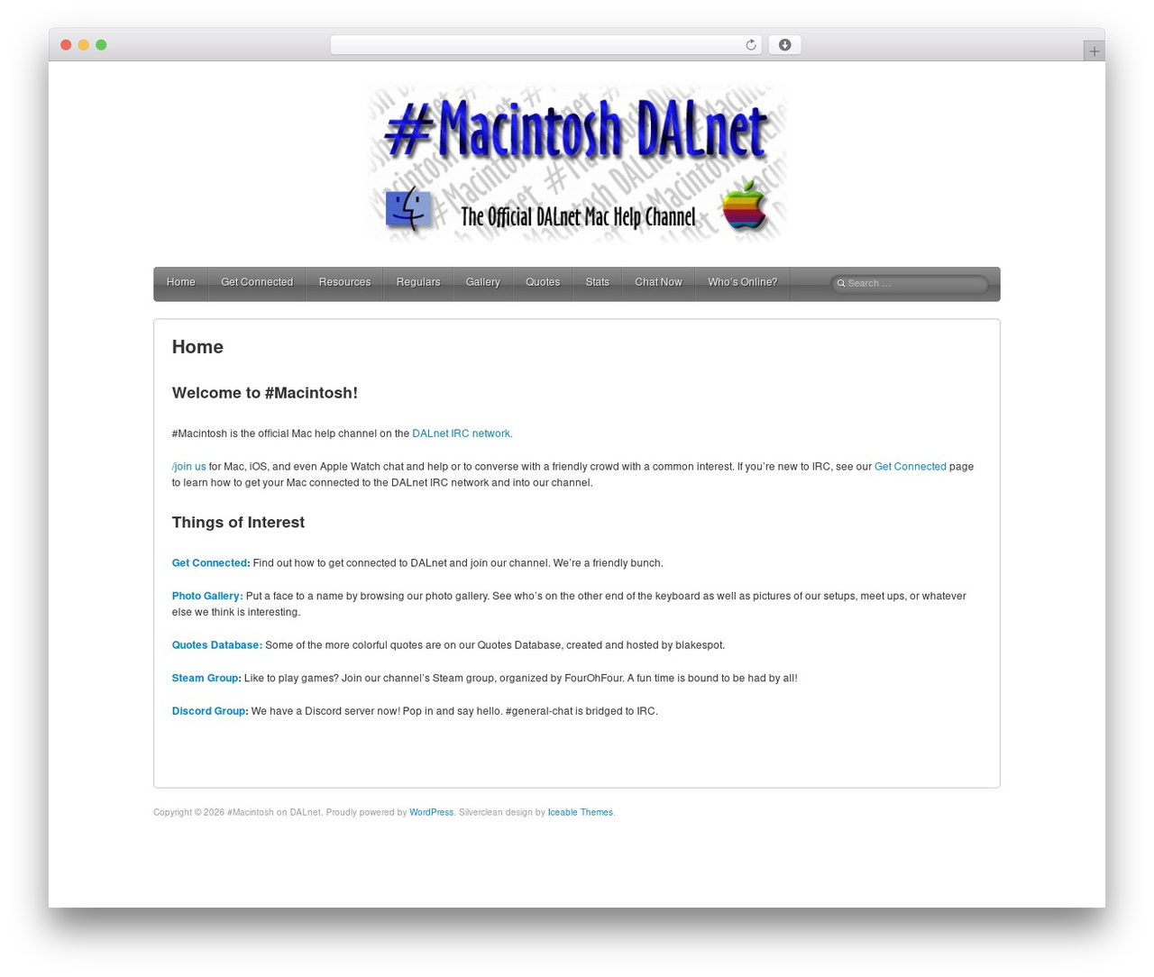 WordPress theme Silverclean Lite - macirc.org
