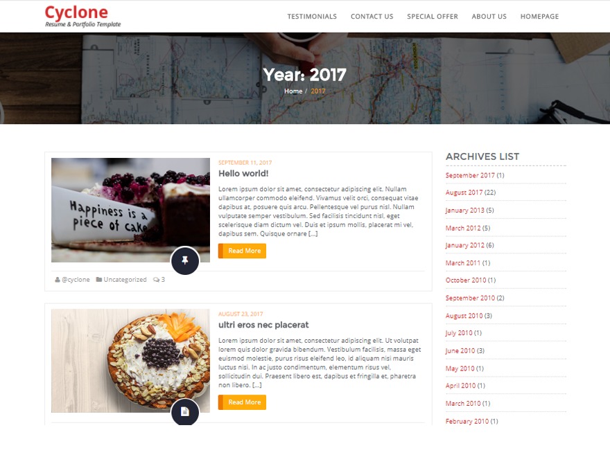 Cyclone Blog WordPress gallery theme