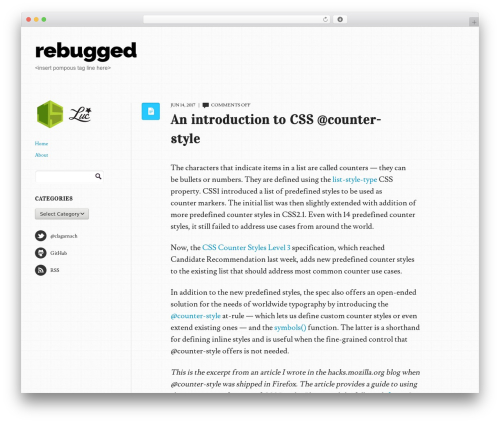 Focused WordPress theme - rebugged.com