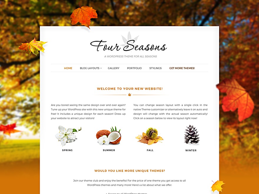 Four Seasons best free WordPress theme