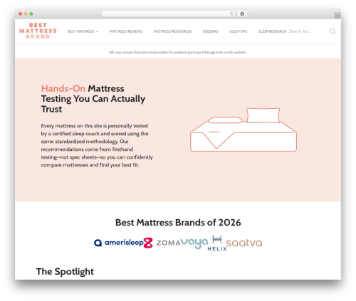 WordPress website theme BMB - bestmattressbrand.com