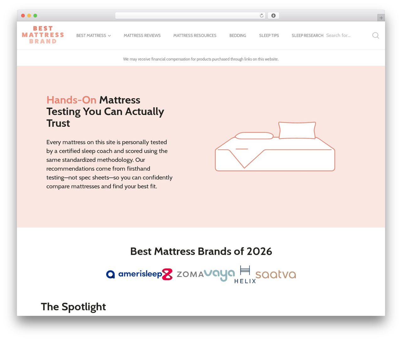 WordPress website theme BMB - bestmattressbrand.com