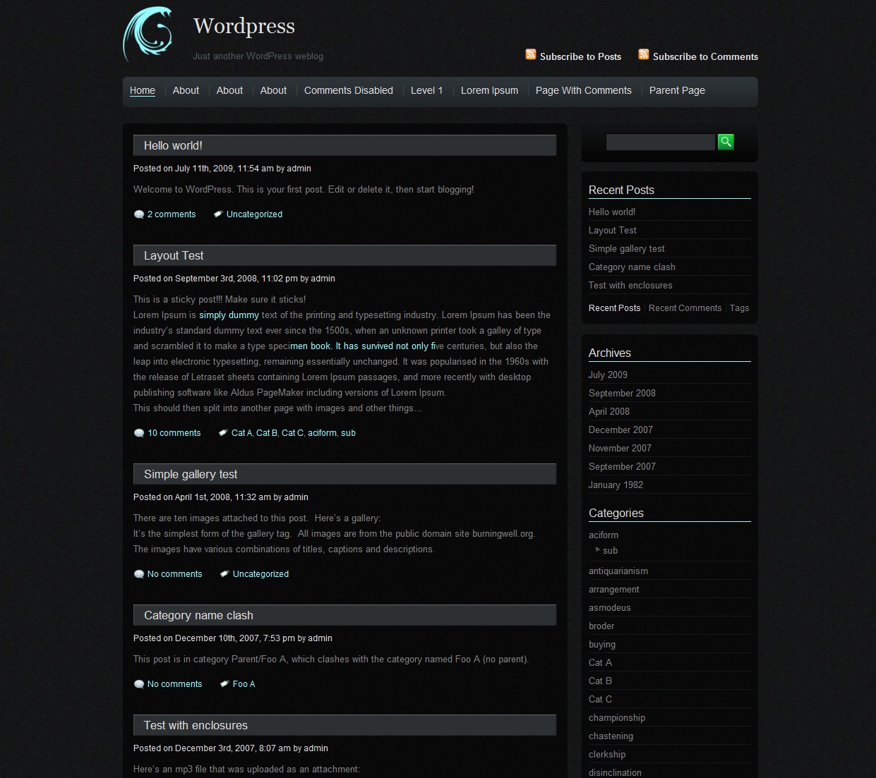 WordPress website theme Carbonize by Nischal Maniar
