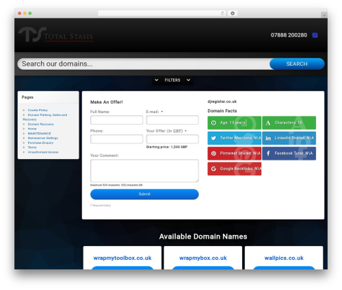 WordPress website theme Domain - djregister.co.uk