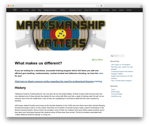 PageLines Framework WordPress theme design - marksmanshipmatters.com