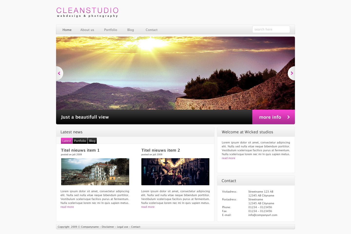 WordPress theme Clean Studio by Roxigo and Grubforce
