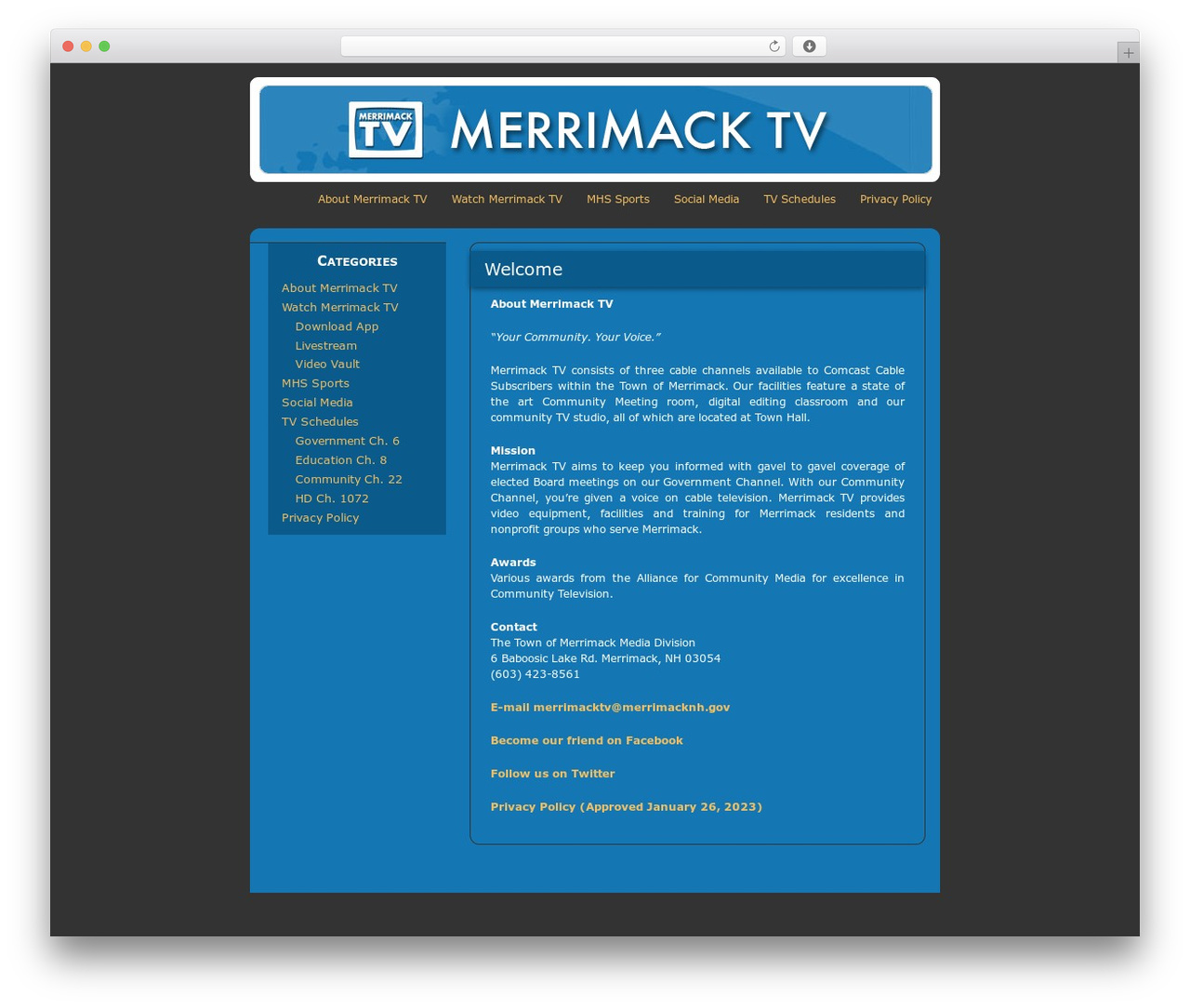 WordPress theme vSlider - merrimacktv.com