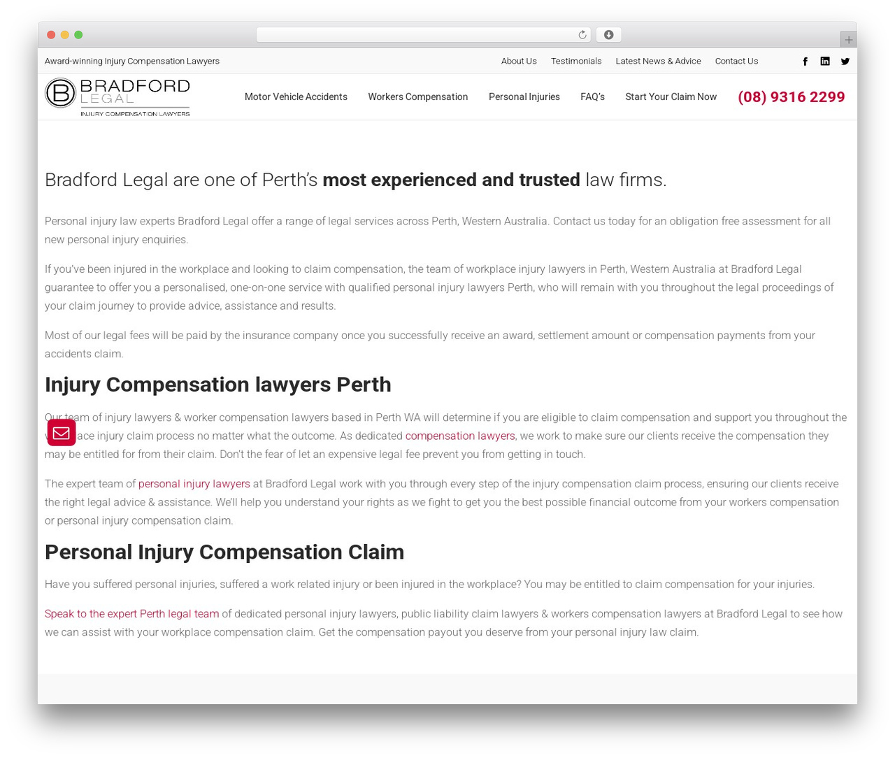 DFD Native best WordPress theme - bradfordlegal.com.au