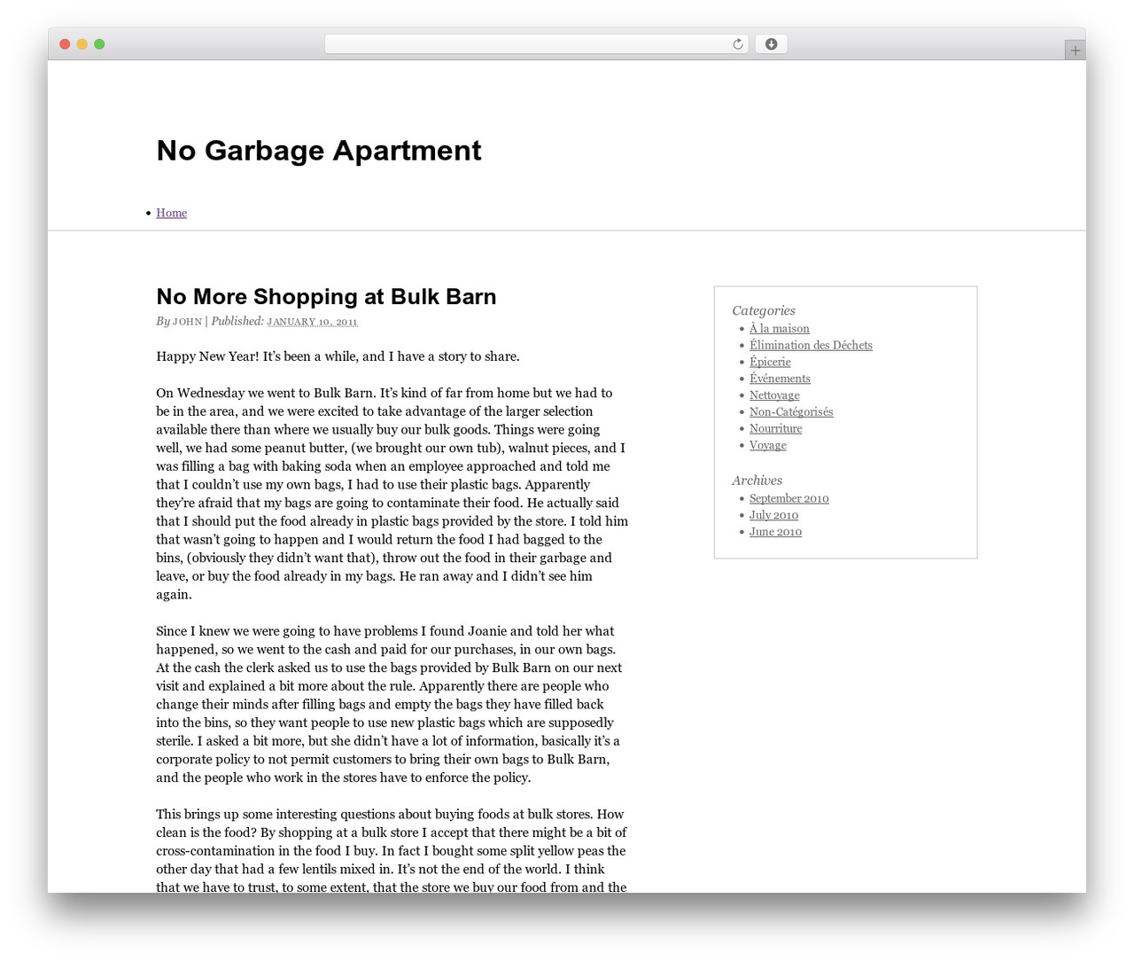 WordPress theme No Garbage - monappartsansdechets.com