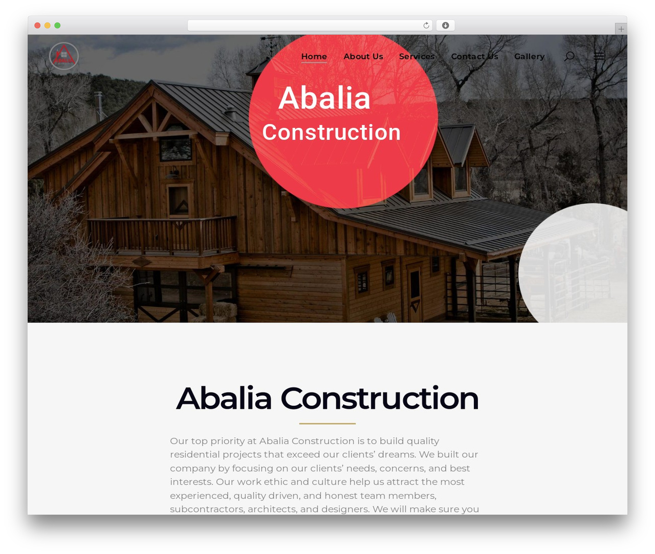 WordPress website theme Alecta - abaliaconstruction.com