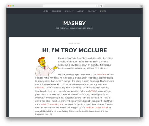 Pocket WordPress theme - mashby.com/2003/06/hi-im-troy-mcclure