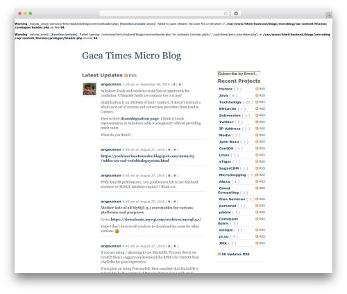 Theme WordPress Prologue - microblog.gaeatimes.com