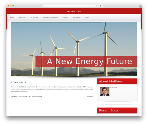 Candidate WordPress theme design - matthewgaiser.ca/wordpress