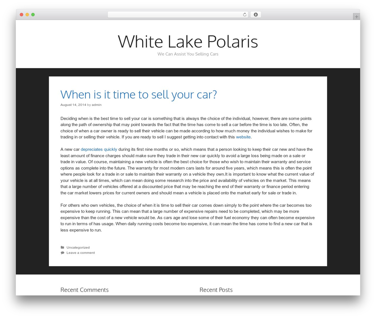 GeneratePress WordPress theme - whitelakepolaris.com