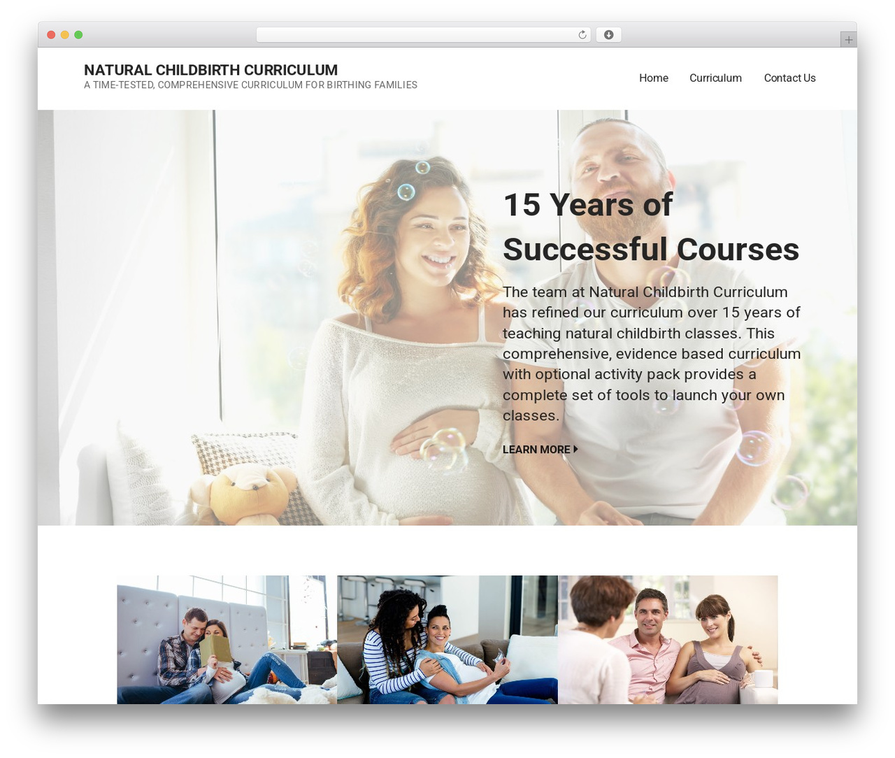 Mins WordPress theme design - naturalchildbirthcurriculum.com
