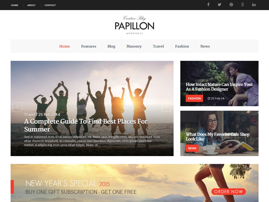 Papillon personal WordPress theme