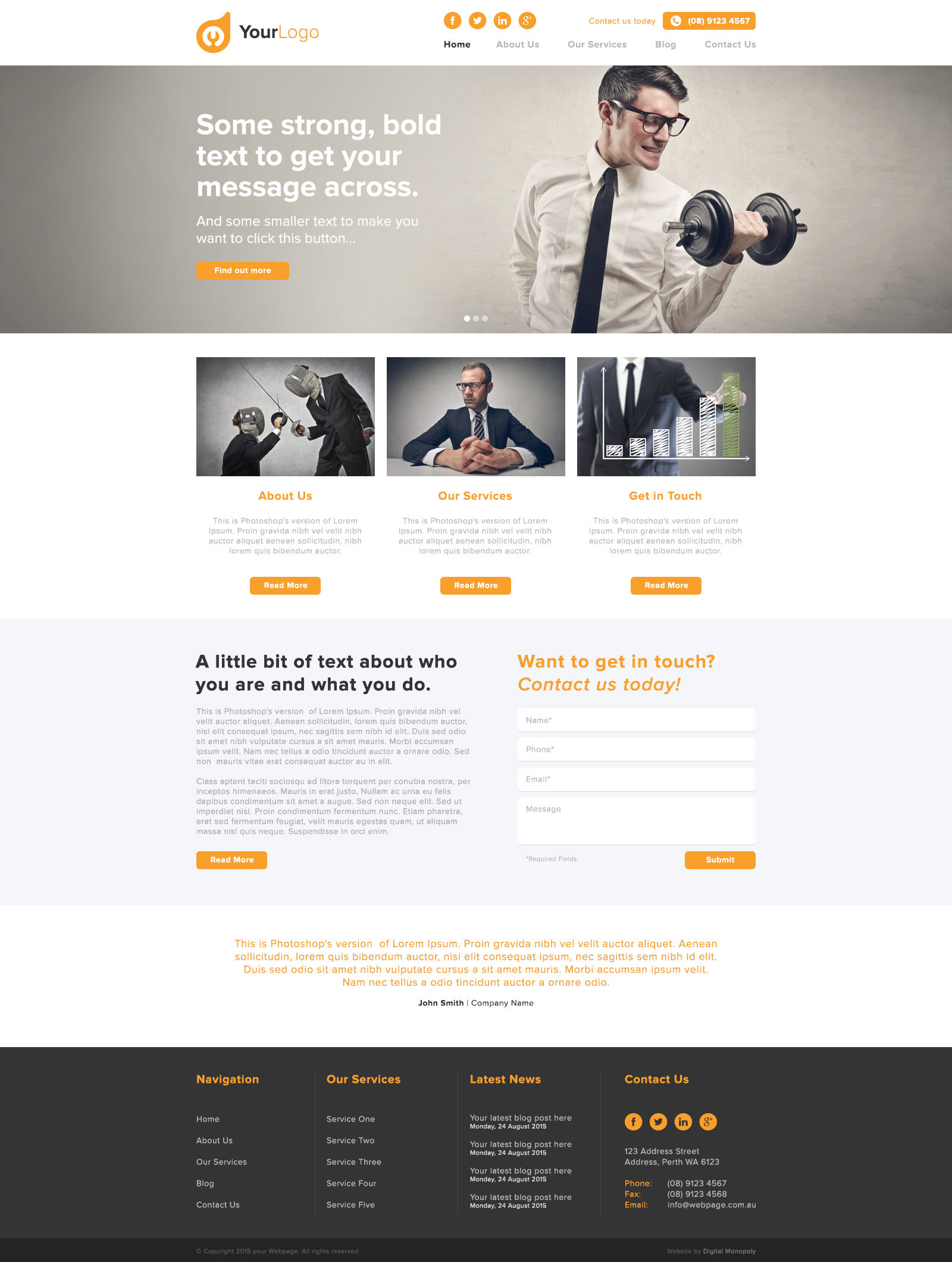 PWD Default Bootstrap WordPress theme design by Perth Web Design