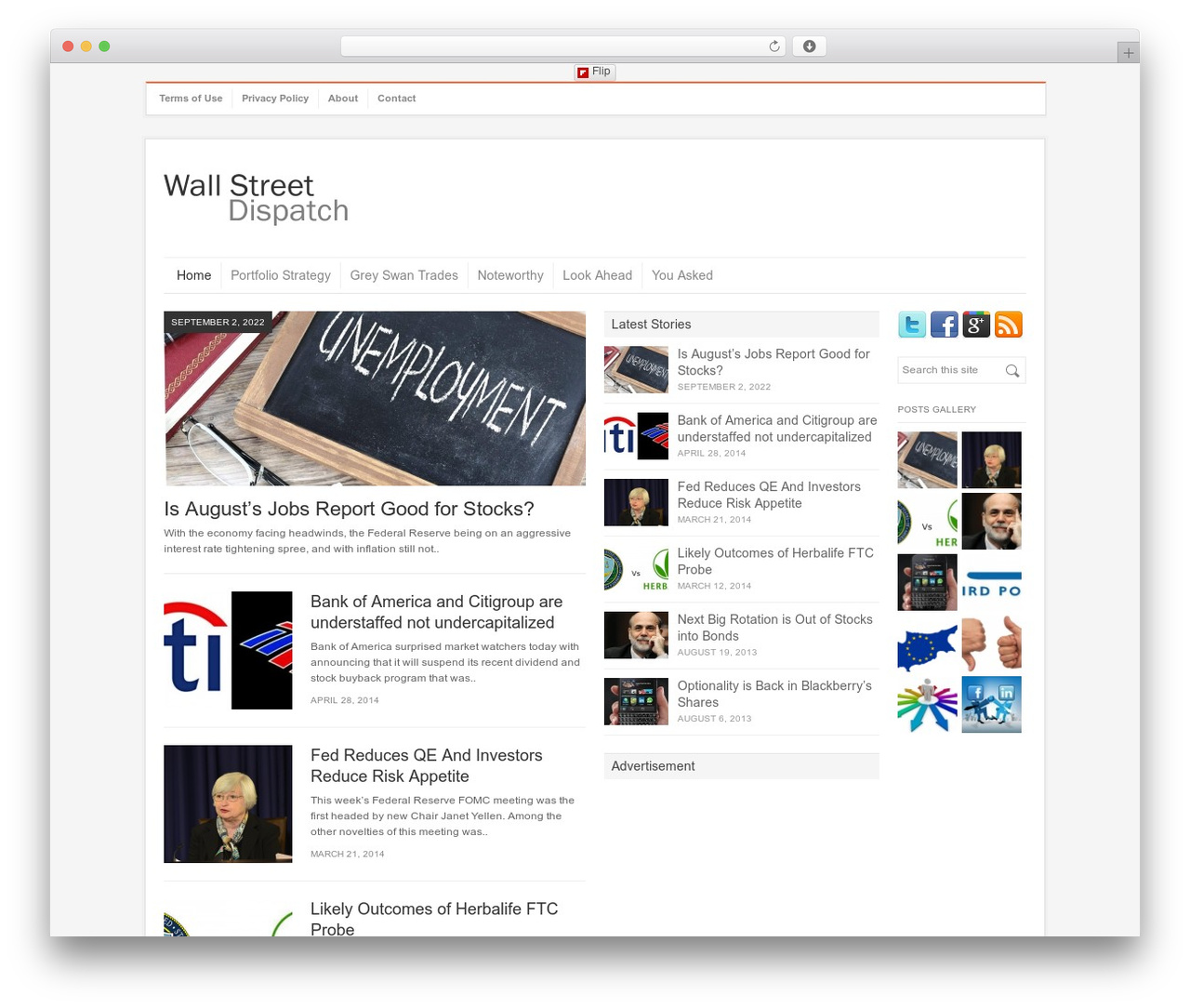 Volt WordPress theme - wallstreetdispatch.com