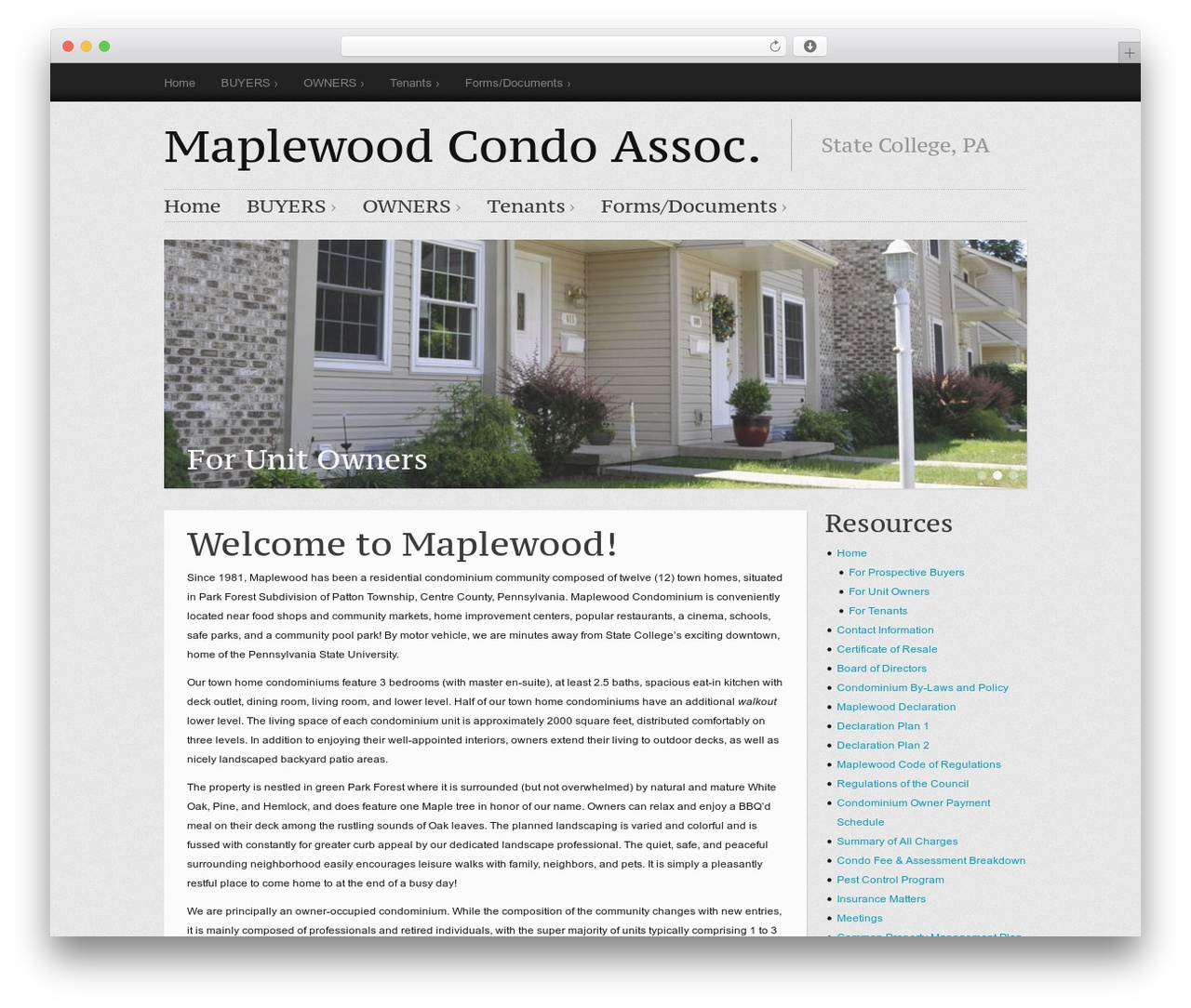 WordPress theme Website - maplewoodcondo.org