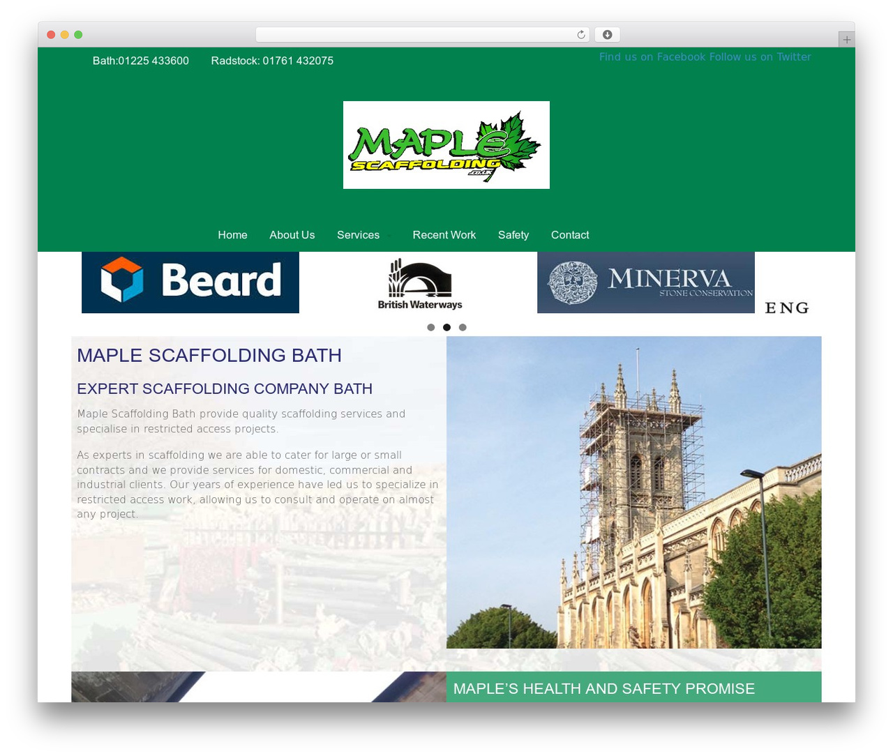 Canvas top WordPress theme - maplescaffolding.co.uk