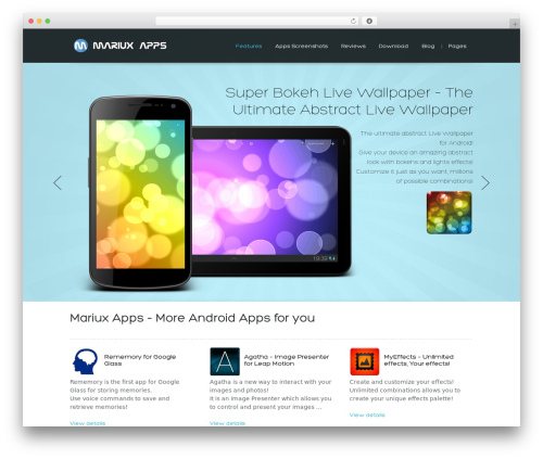 Theme WordPress Mobility App - mariuxapps.com