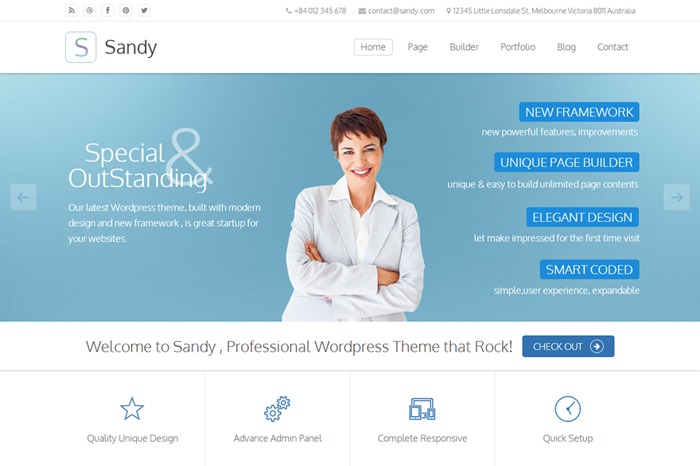 Theme WordPress Sandy (shared on wplocker.com) by WopeThemes