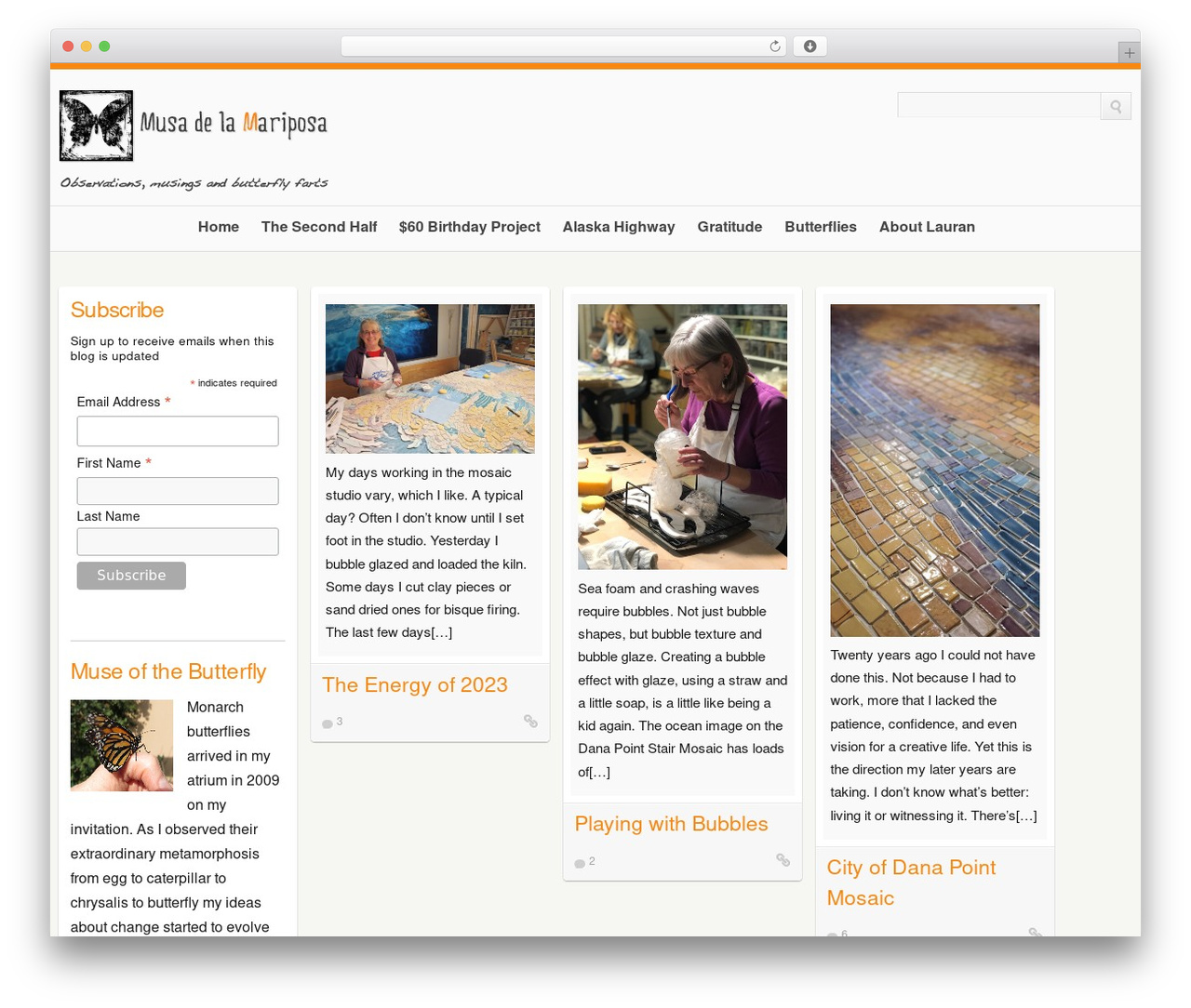 Pinfinity WordPress theme design - musadelamariposa.com