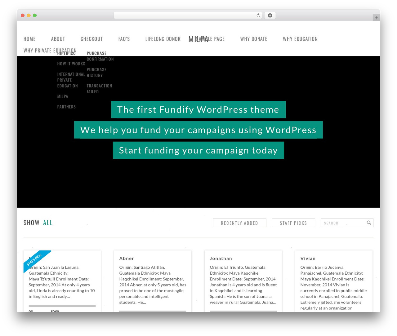 Fundify theme WordPress - milpamaya.org