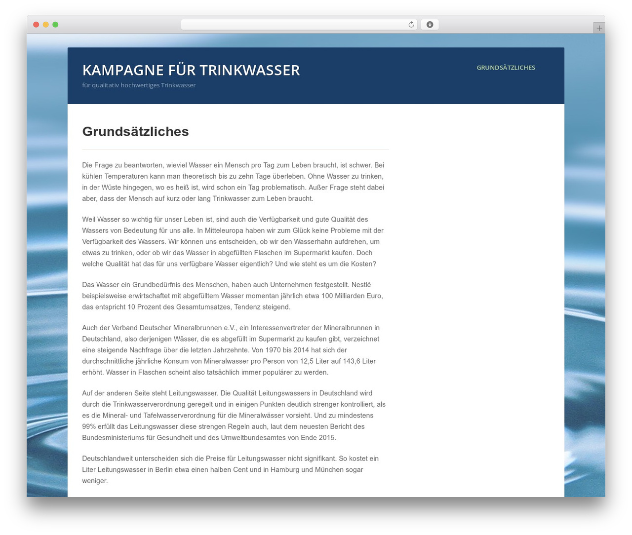 Waterside theme WordPress - wasserkampagne.de Waterside theme WordPress - wasserkampagne.de
