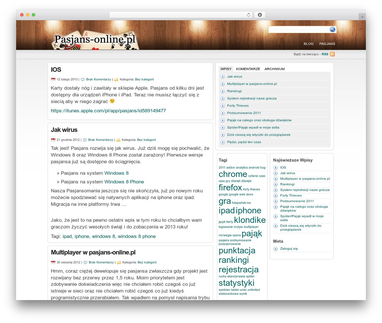 WordPress theme statement - blog.pasjans-online.pl