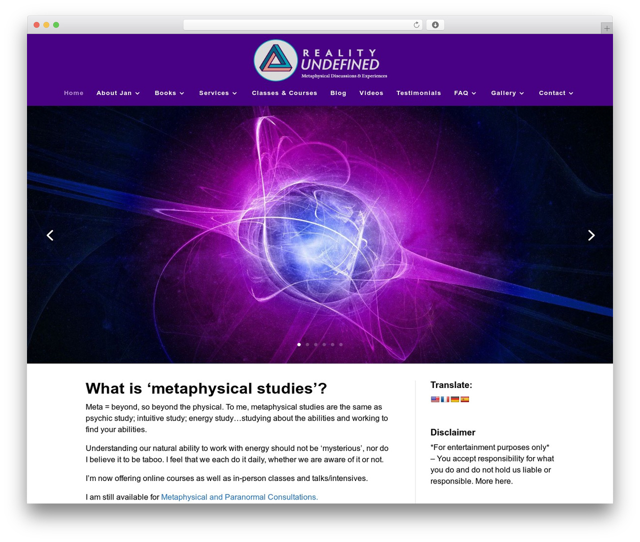 WordPress theme Divi - metaphysical-studies.com