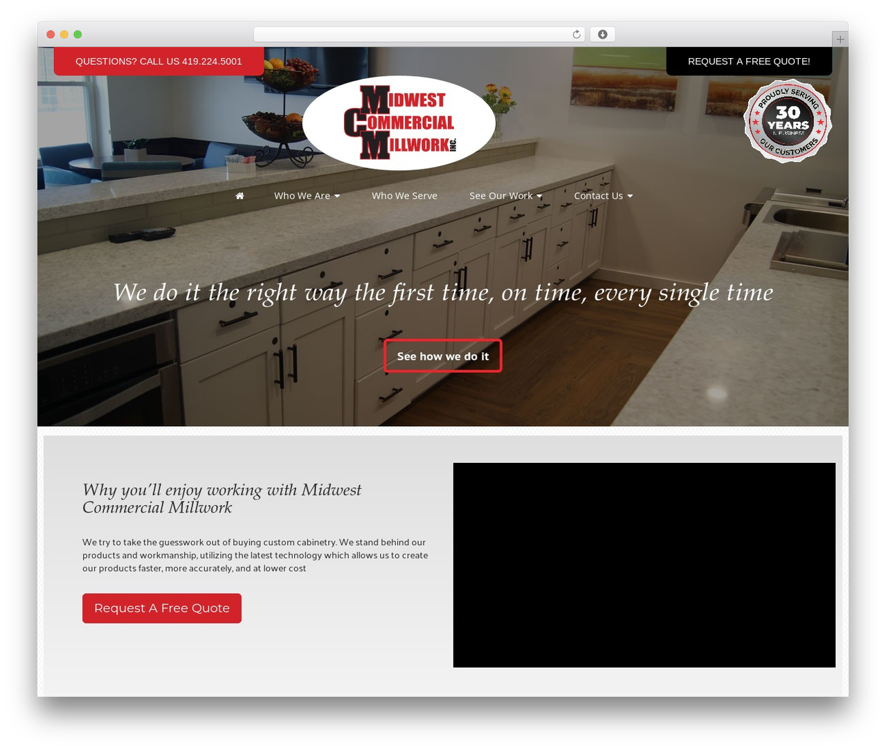 Midwest Millwork best WordPress theme - mwmill.com