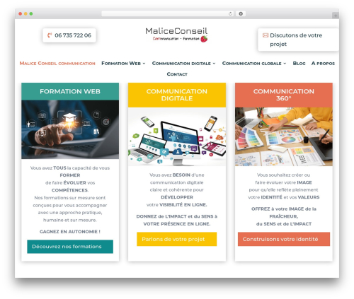 WordPress theme Divi - malice-conseil.com