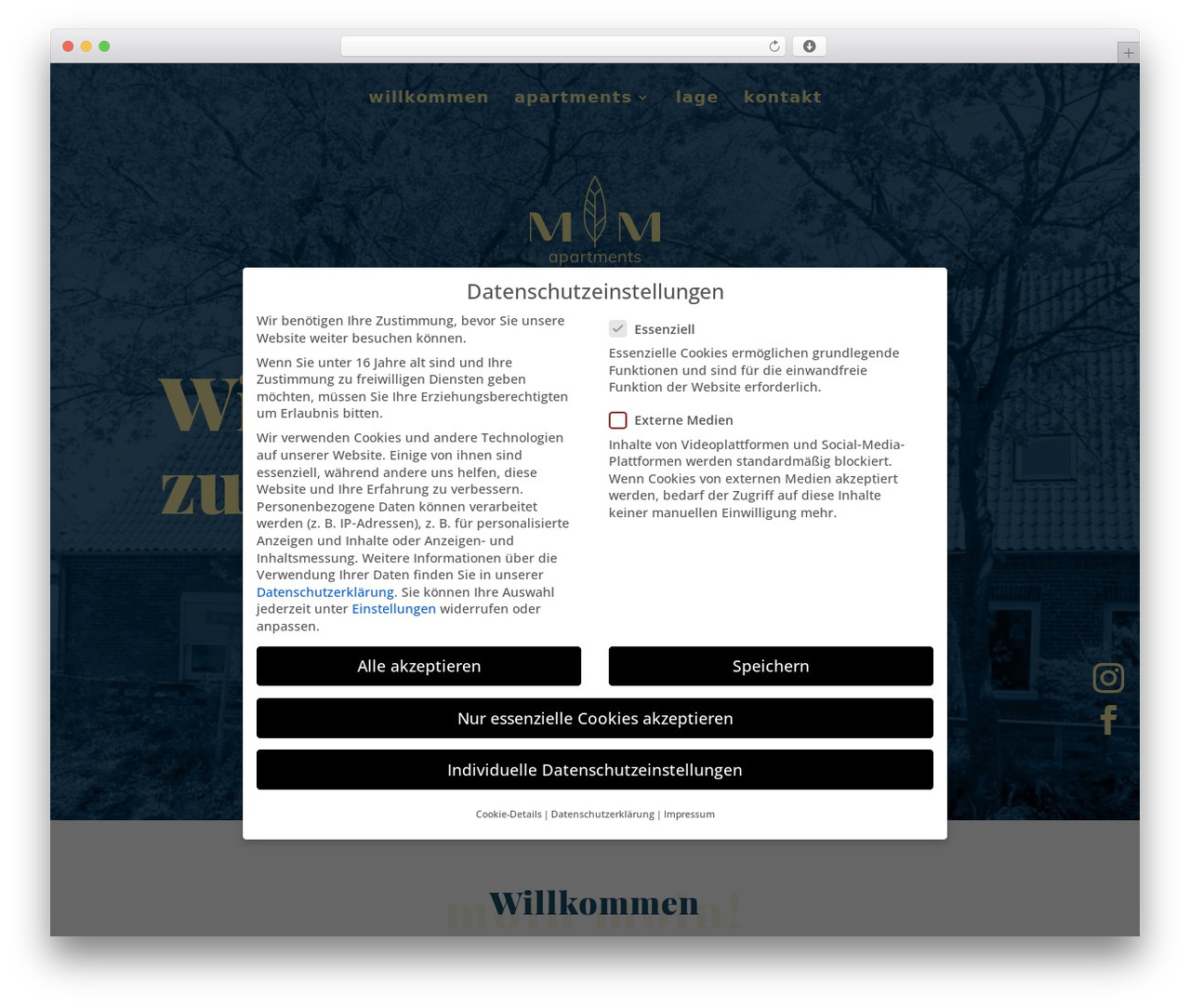 Divi WordPress theme - www.mm-apartments.de