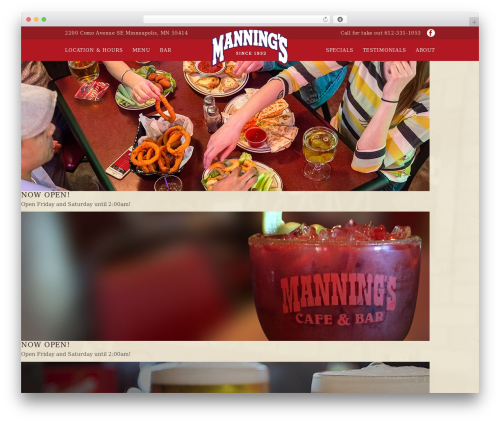 Mannings Responsive WordPress restaurant theme - manningscafe.com