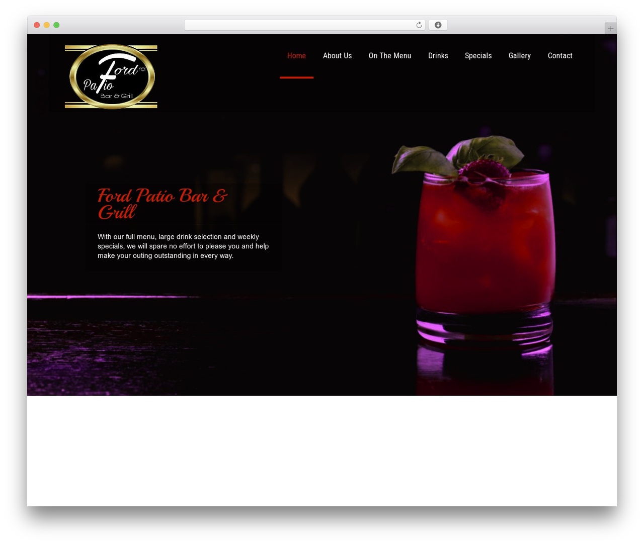 WordPress theme SKT Restaurant Pro - fordrdpatiobar.com