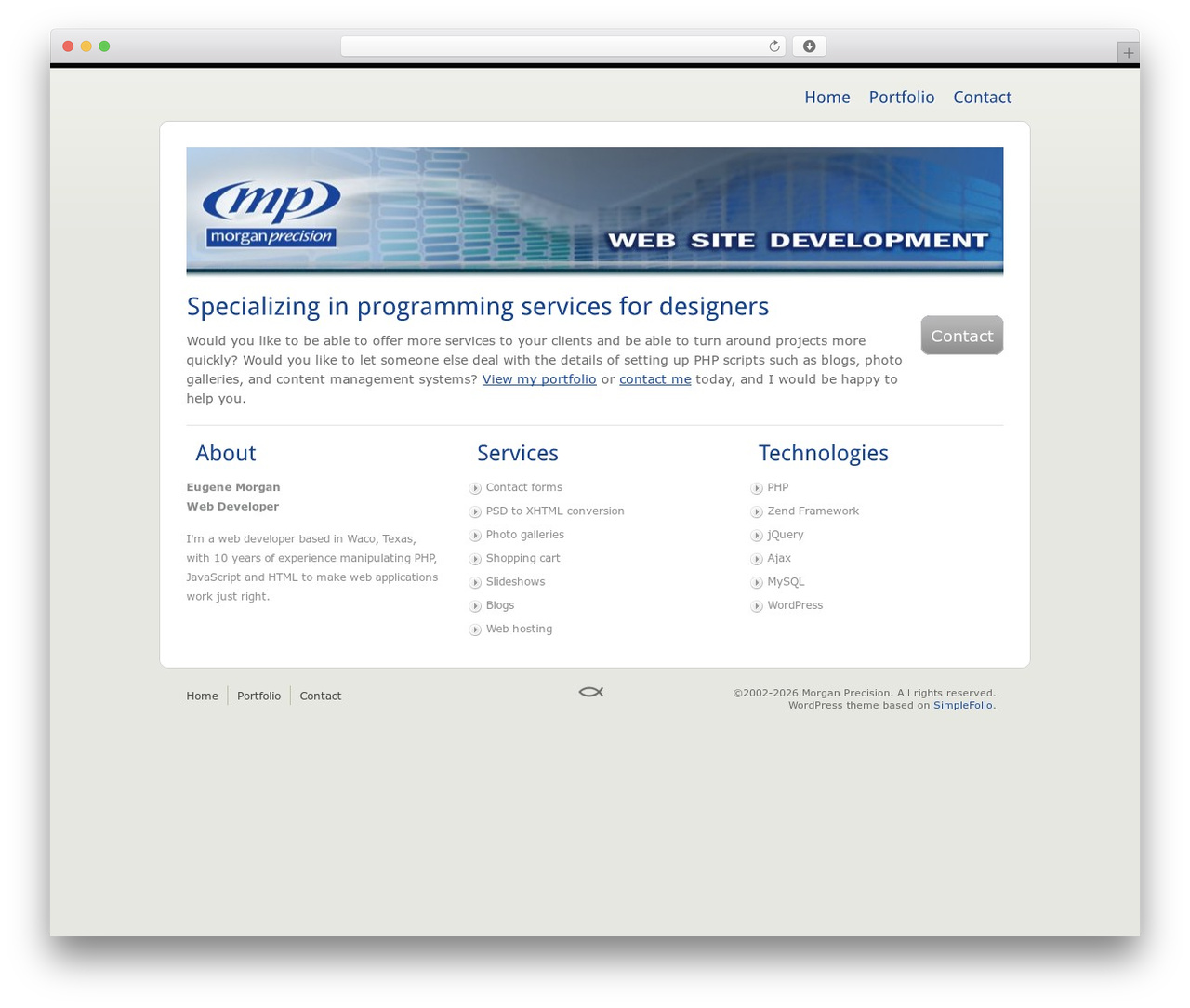 WordPress theme SimpleFolio - morganprecision.com WordPress theme SimpleFolio - morganprecision.com
