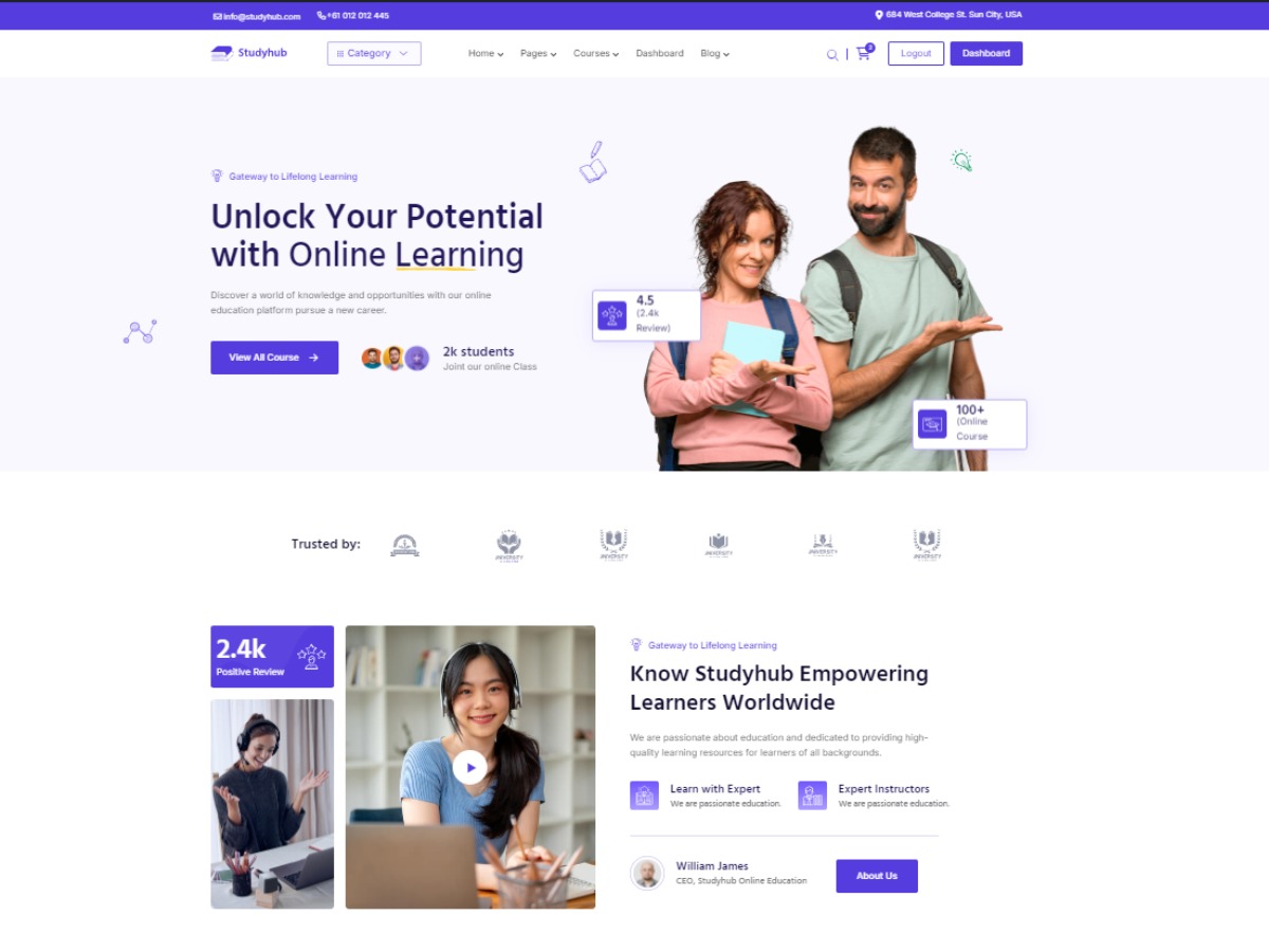 Studyhub WordPress theme by ReacThemes