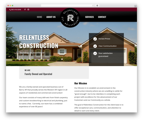 Divi WordPress theme - relentlessconstruction.com
